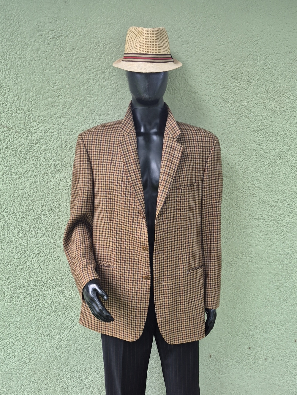 KASPER (Canada) Men's Vintage Pure Wool Houndstooth Tailored Luxury Blazer